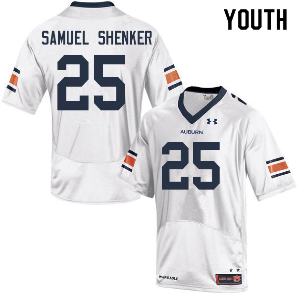 Youth #25 John Samuel Shenker Auburn Tigers College Football Jerseys Sale-White